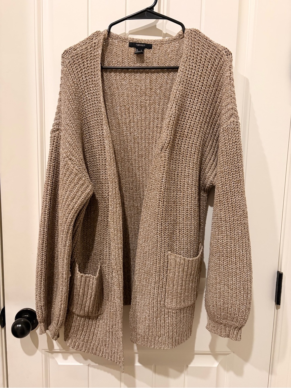 Forever 21 Beige Open-Front Chunky Knit Cardigan